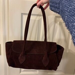 Divina Firenze brown genuine leather suede purse made in Italy
